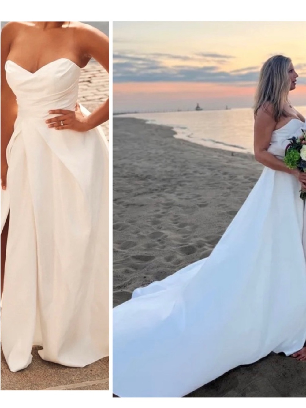 Lulus Lifetime of Love White Satin Strapless A-Line Gown Size 10 Classic Wedding